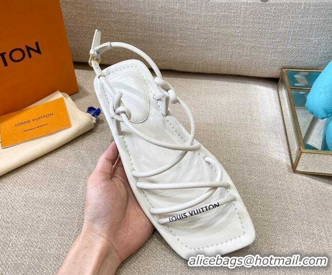 Good Quality Louis Vuitton Nova Lambskin Strap Flat Sandals 121691 White