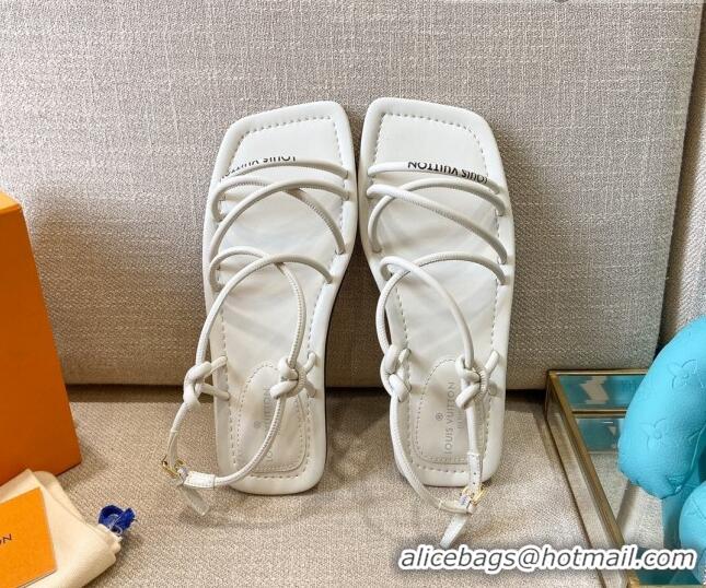 Good Quality Louis Vuitton Nova Lambskin Strap Flat Sandals 121691 White