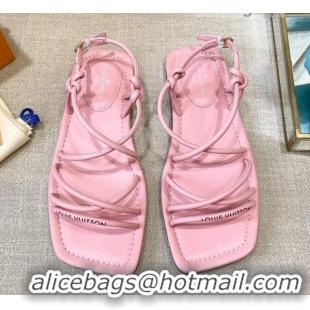 Top Quality Louis Vuitton Nova Lambskin Strap Flat Sandals 121691 Pink