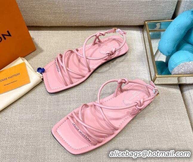 Top Quality Louis Vuitton Nova Lambskin Strap Flat Sandals 121691 Pink