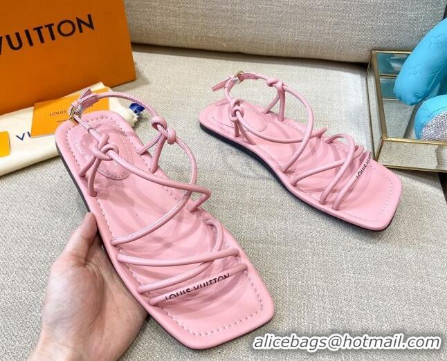 Top Quality Louis Vuitton Nova Lambskin Strap Flat Sandals 121691 Pink