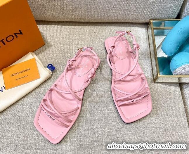 Top Quality Louis Vuitton Nova Lambskin Strap Flat Sandals 121691 Pink