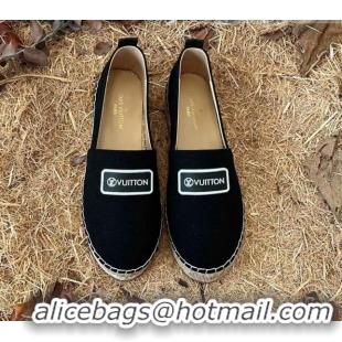 Discount Louis Vuitton Logo Patch Canvas Espadrilles 121743 Black