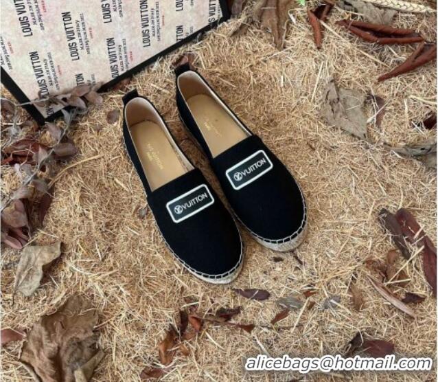 Discount Louis Vuitton Logo Patch Canvas Espadrilles 121743 Black