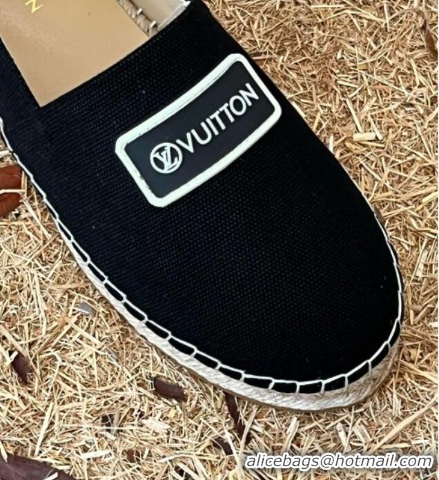 Discount Louis Vuitton Logo Patch Canvas Espadrilles 121743 Black