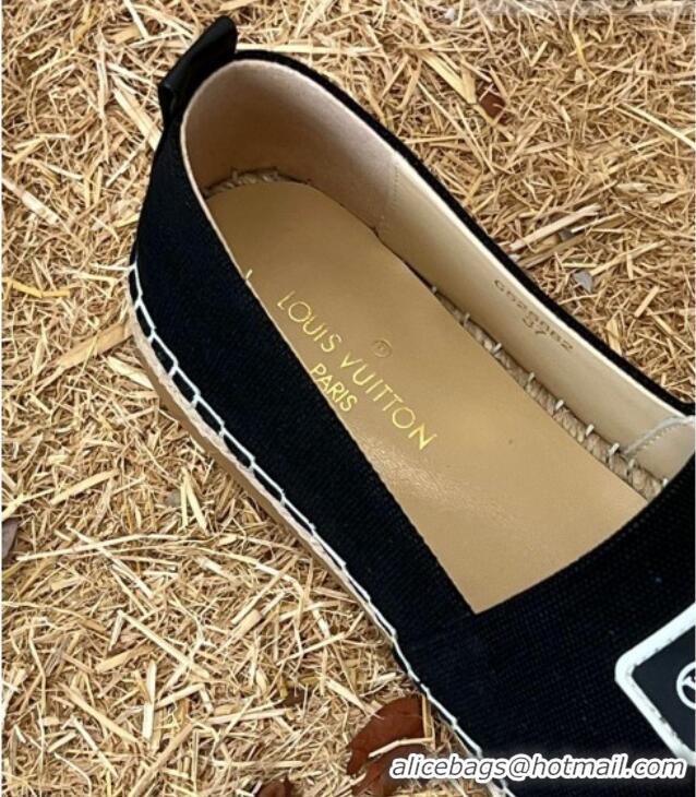 Discount Louis Vuitton Logo Patch Canvas Espadrilles 121743 Black