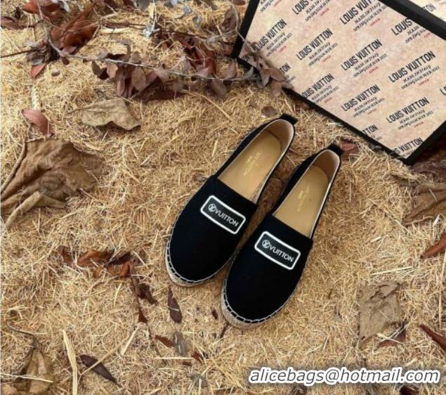 Discount Louis Vuitton Logo Patch Canvas Espadrilles 121743 Black