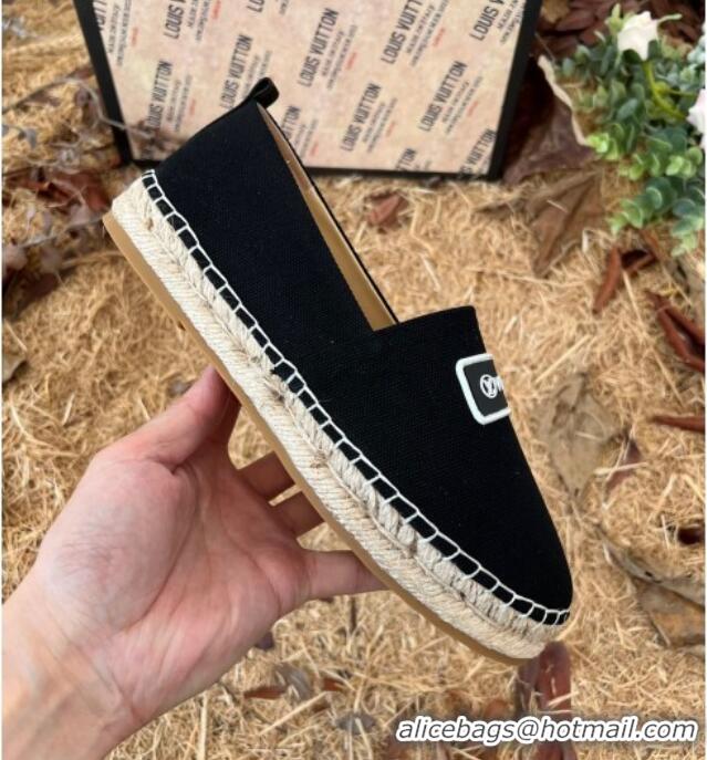 Discount Louis Vuitton Logo Patch Canvas Espadrilles 121743 Black