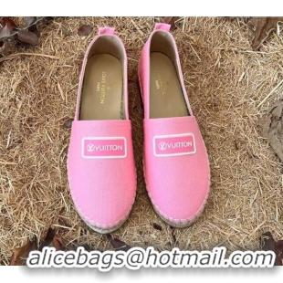 Top Design Louis Vuitton Logo Patch Canvas Espadrilles 121743 Pink