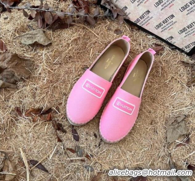 Top Design Louis Vuitton Logo Patch Canvas Espadrilles 121743 Pink