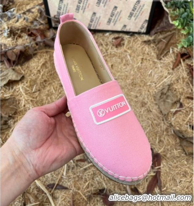 Top Design Louis Vuitton Logo Patch Canvas Espadrilles 121743 Pink