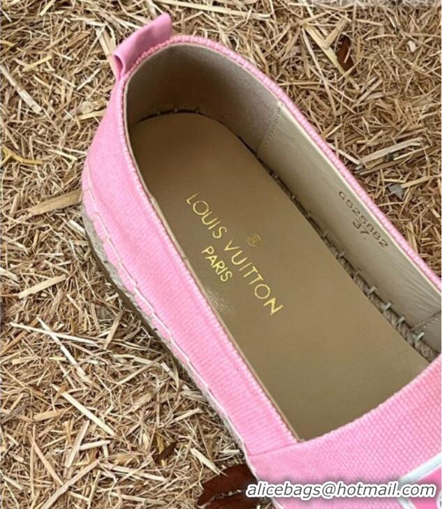 Top Design Louis Vuitton Logo Patch Canvas Espadrilles 121743 Pink