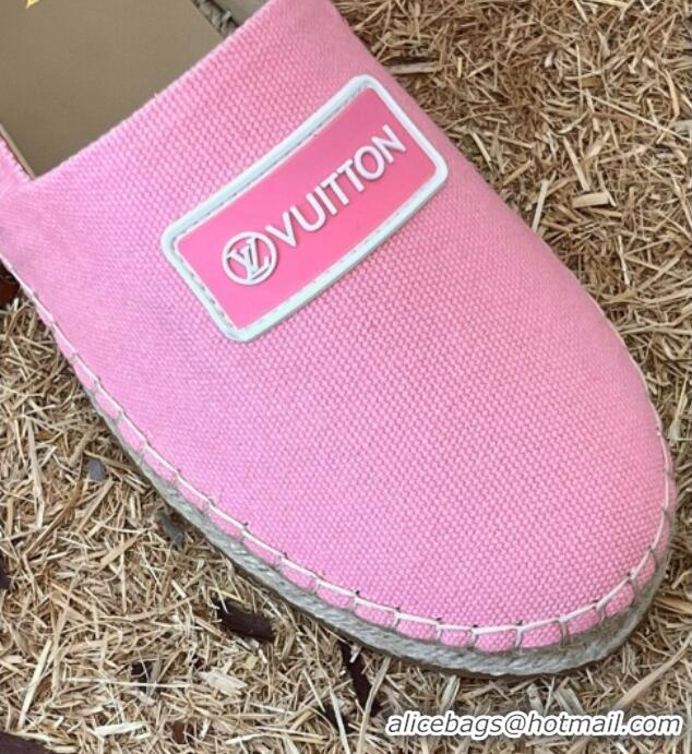 Top Design Louis Vuitton Logo Patch Canvas Espadrilles 121743 Pink