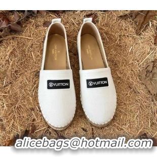 Top Quality Louis Vuitton Logo Patch Canvas Espadrilles 121743 Chalk White