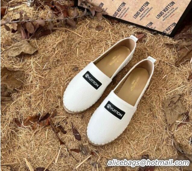 Top Quality Louis Vuitton Logo Patch Canvas Espadrilles 121743 Chalk White