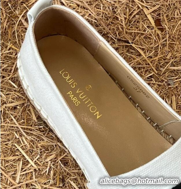 Top Quality Louis Vuitton Logo Patch Canvas Espadrilles 121743 Chalk White