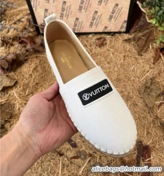 Top Quality Louis Vuitton Logo Patch Canvas Espadrilles 121743 Chalk White