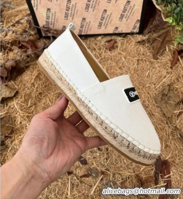 Top Quality Louis Vuitton Logo Patch Canvas Espadrilles 121743 Chalk White