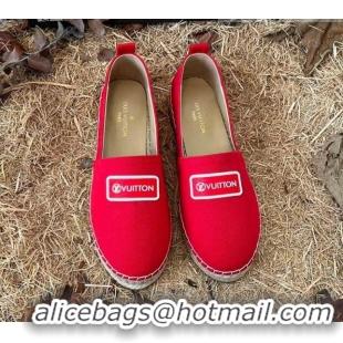 Good Product Louis Vuitton Logo Patch Canvas Espadrilles 121743 Red