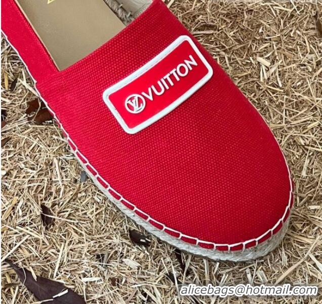 Good Product Louis Vuitton Logo Patch Canvas Espadrilles 121743 Red