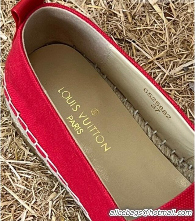 Good Product Louis Vuitton Logo Patch Canvas Espadrilles 121743 Red