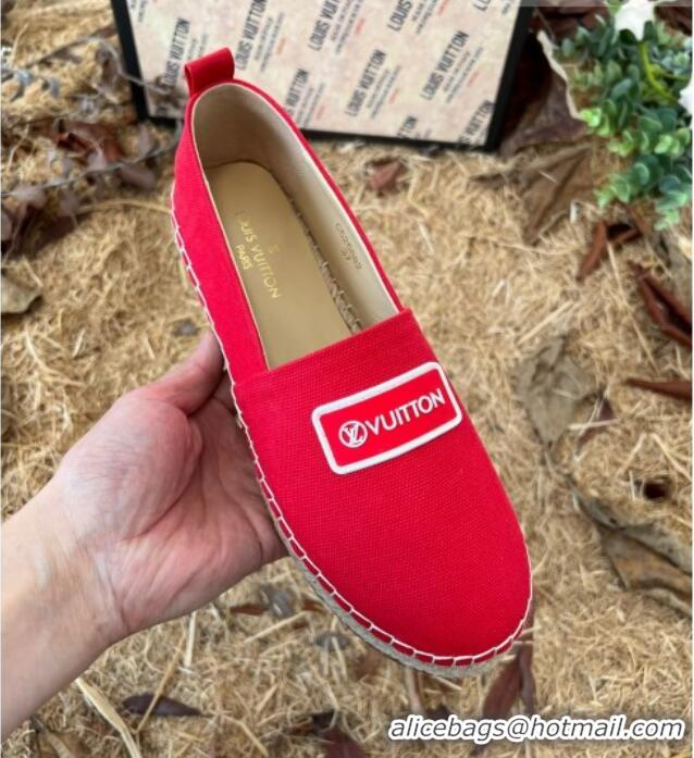 Good Product Louis Vuitton Logo Patch Canvas Espadrilles 121743 Red