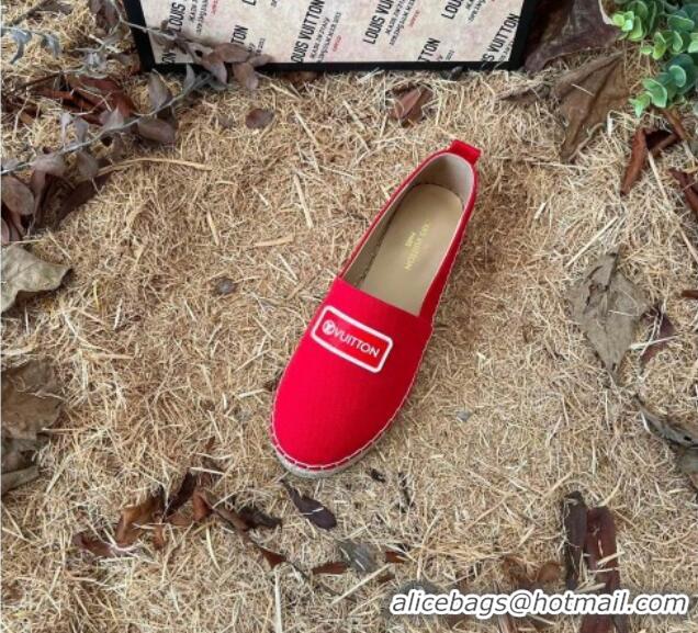 Good Product Louis Vuitton Logo Patch Canvas Espadrilles 121743 Red