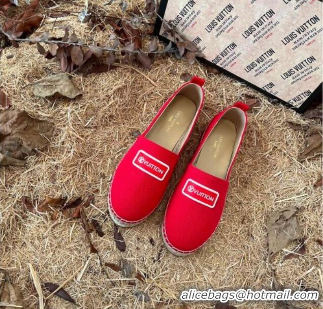 Good Product Louis Vuitton Logo Patch Canvas Espadrilles 121743 Red