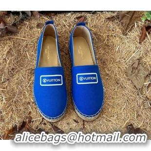 Low Cost Louis Vuitton Logo Patch Canvas Espadrilles Blue 121748