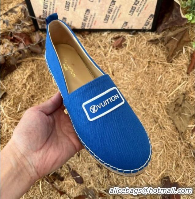 Low Cost Louis Vuitton Logo Patch Canvas Espadrilles Blue 121748