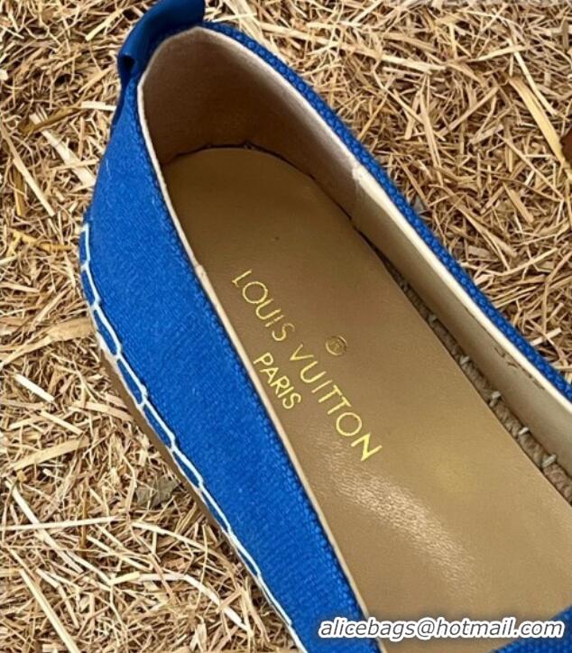 Low Cost Louis Vuitton Logo Patch Canvas Espadrilles Blue 121748