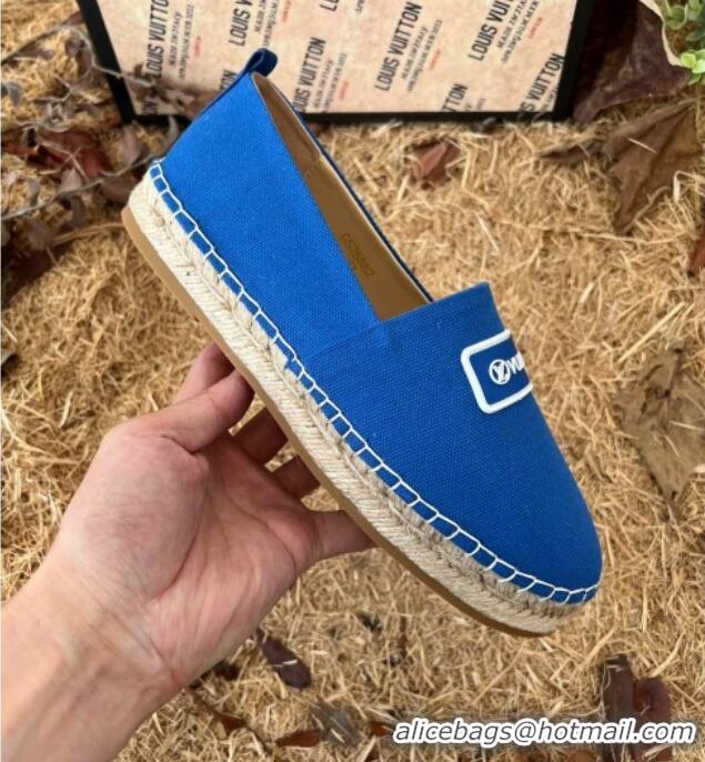 Low Cost Louis Vuitton Logo Patch Canvas Espadrilles Blue 121748