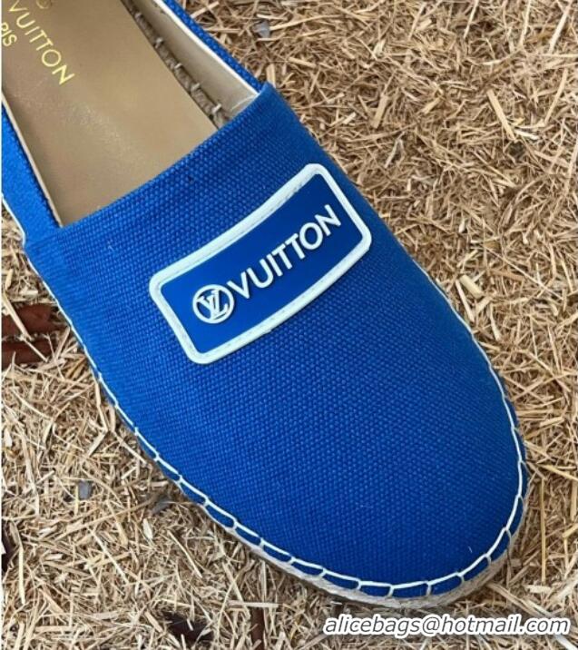 Low Cost Louis Vuitton Logo Patch Canvas Espadrilles Blue 121748