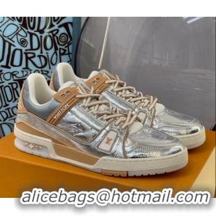 Top Quality Louis Vuitton LV Trainer Sneakers 121778 Silver/Beige