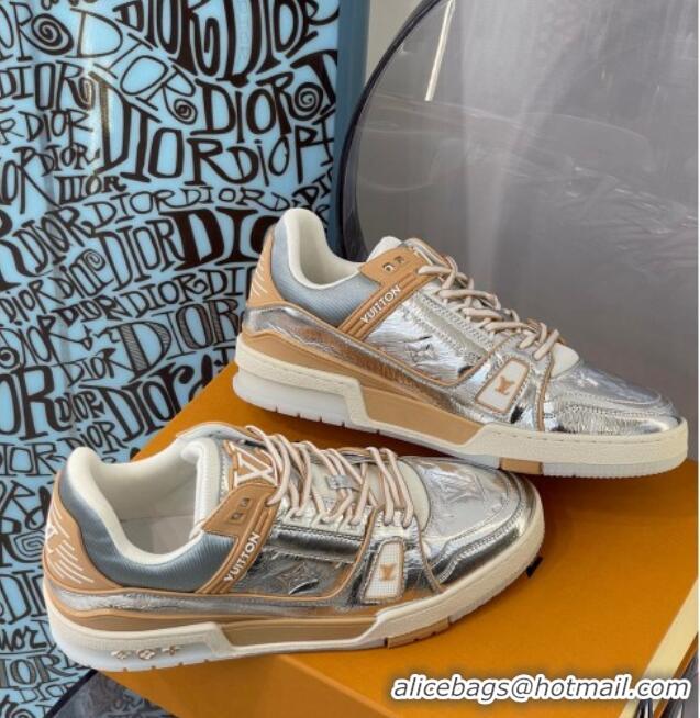 Top Quality Louis Vuitton LV Trainer Sneakers 121778 Silver/Beige