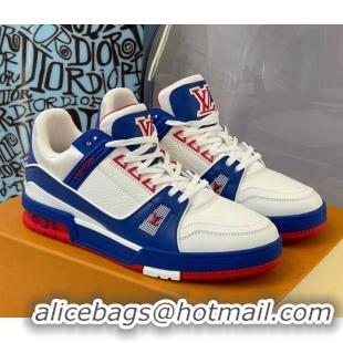 Best Design Louis Vuitton LV Trainer Sneakers 121778 Blue/White/Red