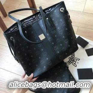 High Quality MCM Large Tote Bag Calfskin Leather MCM1182 Black