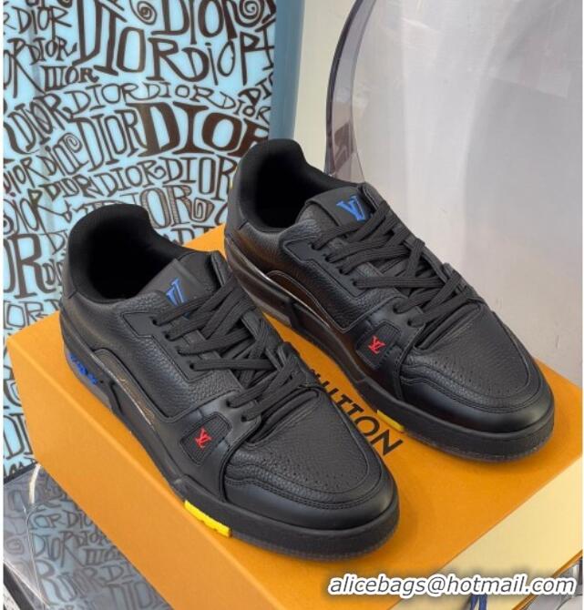 Most Popular Louis Vuitton LV Trainer Leather Sneakers 121785 Black