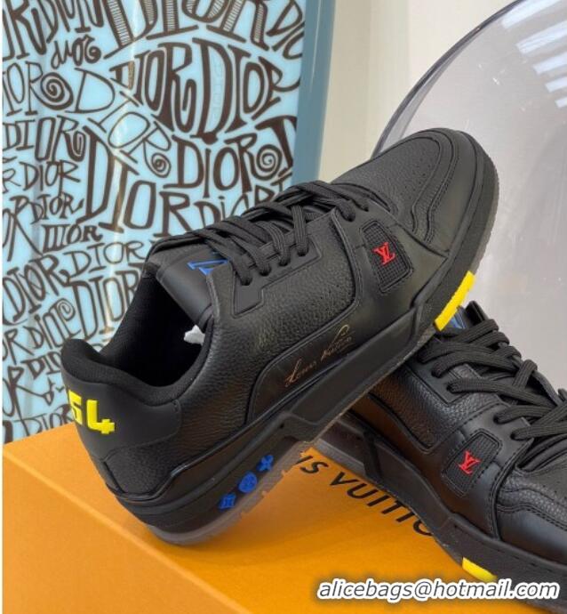 Most Popular Louis Vuitton LV Trainer Leather Sneakers 121785 Black