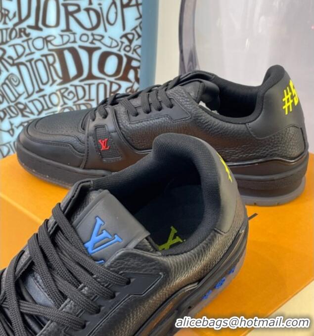 Most Popular Louis Vuitton LV Trainer Leather Sneakers 121785 Black