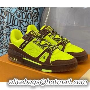 Perfect Louis Vuitton LV Trainer Leather Sneakers 121785 Yellow/Brown