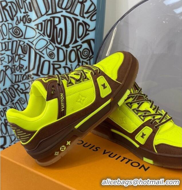 Perfect Louis Vuitton LV Trainer Leather Sneakers 121785 Yellow/Brown