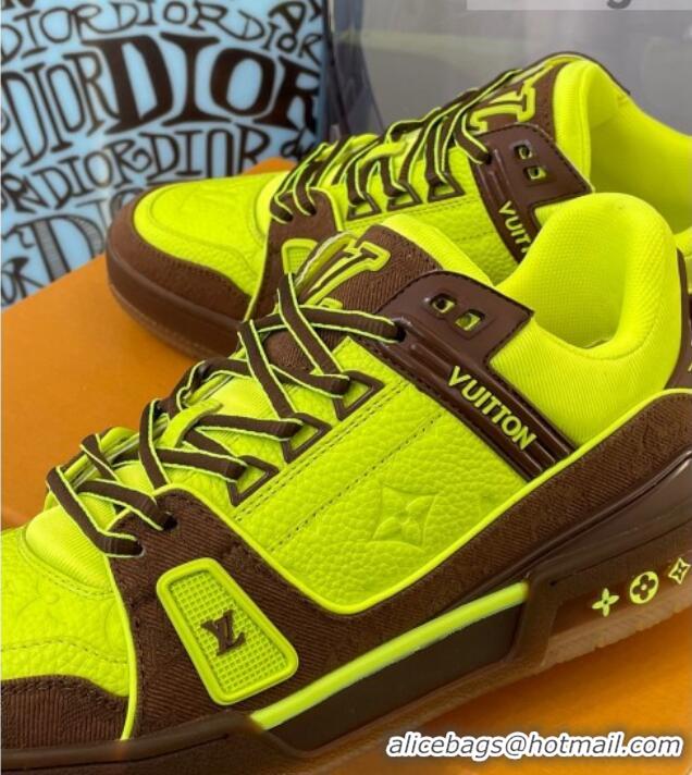 Perfect Louis Vuitton LV Trainer Leather Sneakers 121785 Yellow/Brown