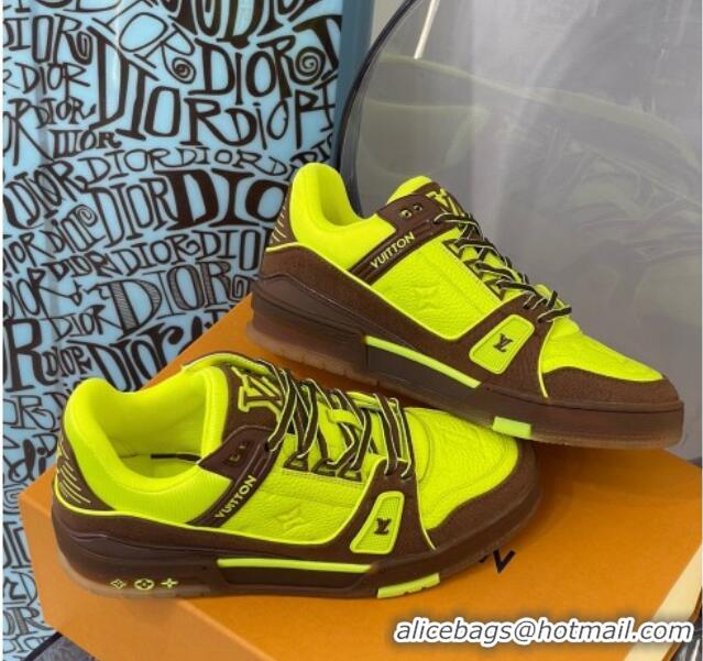 Perfect Louis Vuitton LV Trainer Leather Sneakers 121785 Yellow/Brown