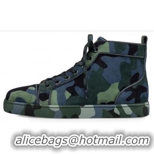 Hot Sell Christian Louboutin Louis Orlato Camouflage High-Top Sneakers CL8870