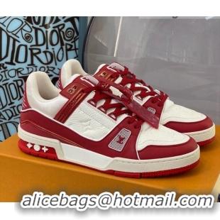 Good Quality Louis Vuitton LV Trainer Leather Sneakers 121785 White/Red