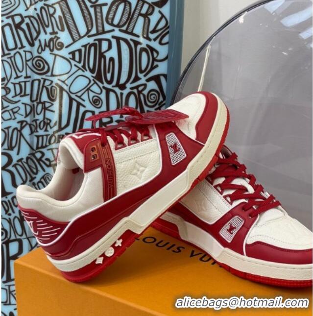 Good Quality Louis Vuitton LV Trainer Leather Sneakers 121785 White/Red