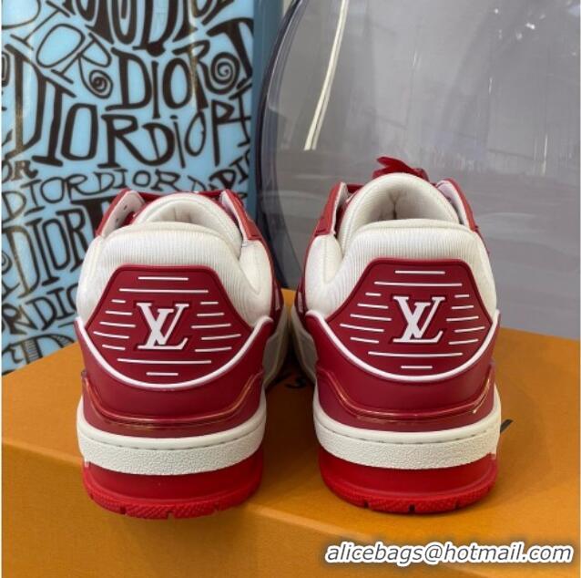 Good Quality Louis Vuitton LV Trainer Leather Sneakers 121785 White/Red