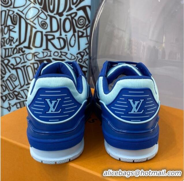 Discount Design Louis Vuitton LV Trainer Leather Sneakers 121785 Blue