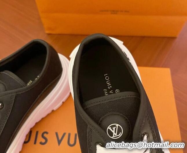 Low Price Louis Vuitton LV Squad Canvas and Leather Low-top Sneakers 121805 Black